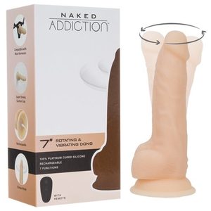 Фалоімітатор з вібрацією та ротацією Naked ADDICTION Chris 7″ Rotating & Vibrating Dong, пульт ДК
