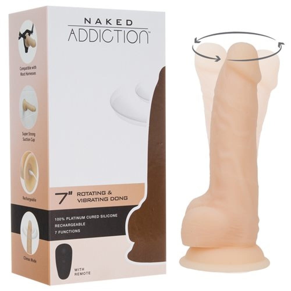 Фалоімітатор з вібрацією та ротацією Naked ADDICTION Chris 7″ Rotating & Vibrating Dong, пульт ДК
