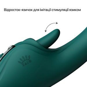 Смарт-вібратор Zalo Ares Turquoise Green, підігрів, 3 мотори, язичок для клітора, стимуляція точки G