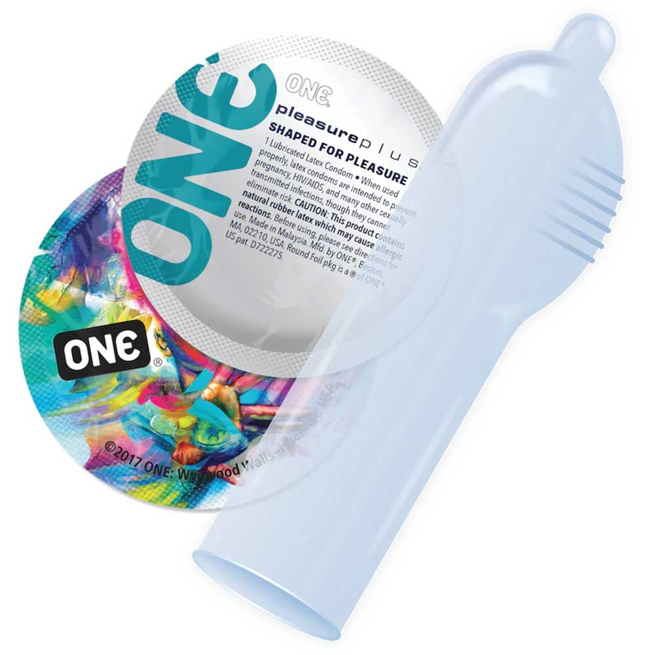 Презервативи ONE Pleasure Plus, 12 шт, з ребристою ділянкою на кінці, подарункове паковання-тубус