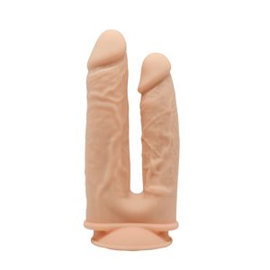 Подвійний фалоімітатор з вібрацією SilexD Double Gusto Vibro Flesh (Model 1 size 8" & 7") + LRS, діаметр 4,5 см та 3,7 см