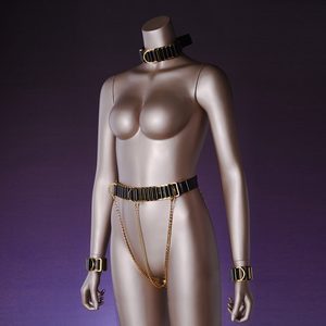 Чокер-нашийник UPKO Indulge In The Restraints із золотою фурнітурою, шкіра, чорний
