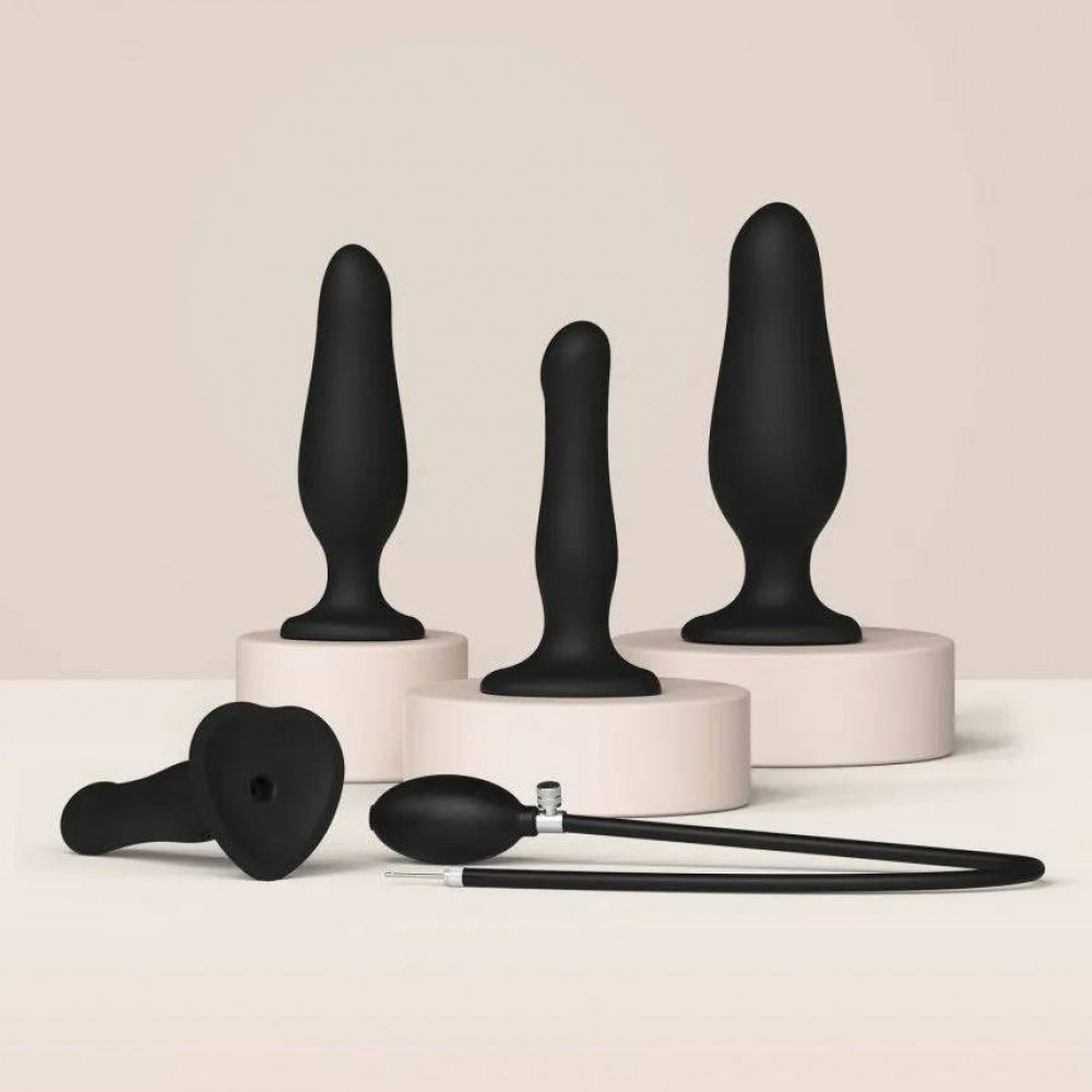 Надувний фалоімітатор Strap-On-Me INFLATABLE DILDO PLUG - NOIR, кулька всередині, діаметр до 6 см