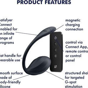 Смарт-віброяйце Satisfyer Ribbed Petal Connect App Black, керування зі смартфона, пульт ДК