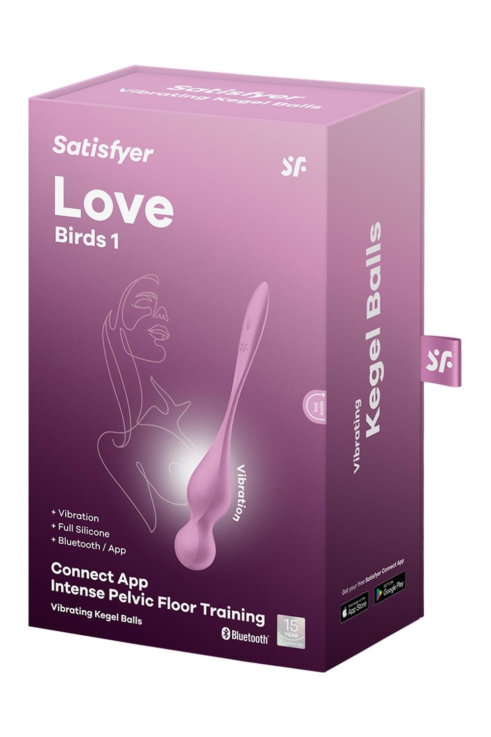 Вагінальні смарт-кульки з вібрацією Satisfyer Love Birds 1 Connect App Pink, 78 г