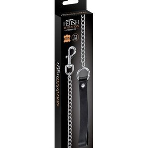 Повідець із натуральної шкіри Fetish Tentation Premium Metal leash with cowhide leather wrist 72 см