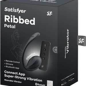 Смарт-віброяйце Satisfyer Ribbed Petal Connect App Black, керування зі смартфона, пульт ДК