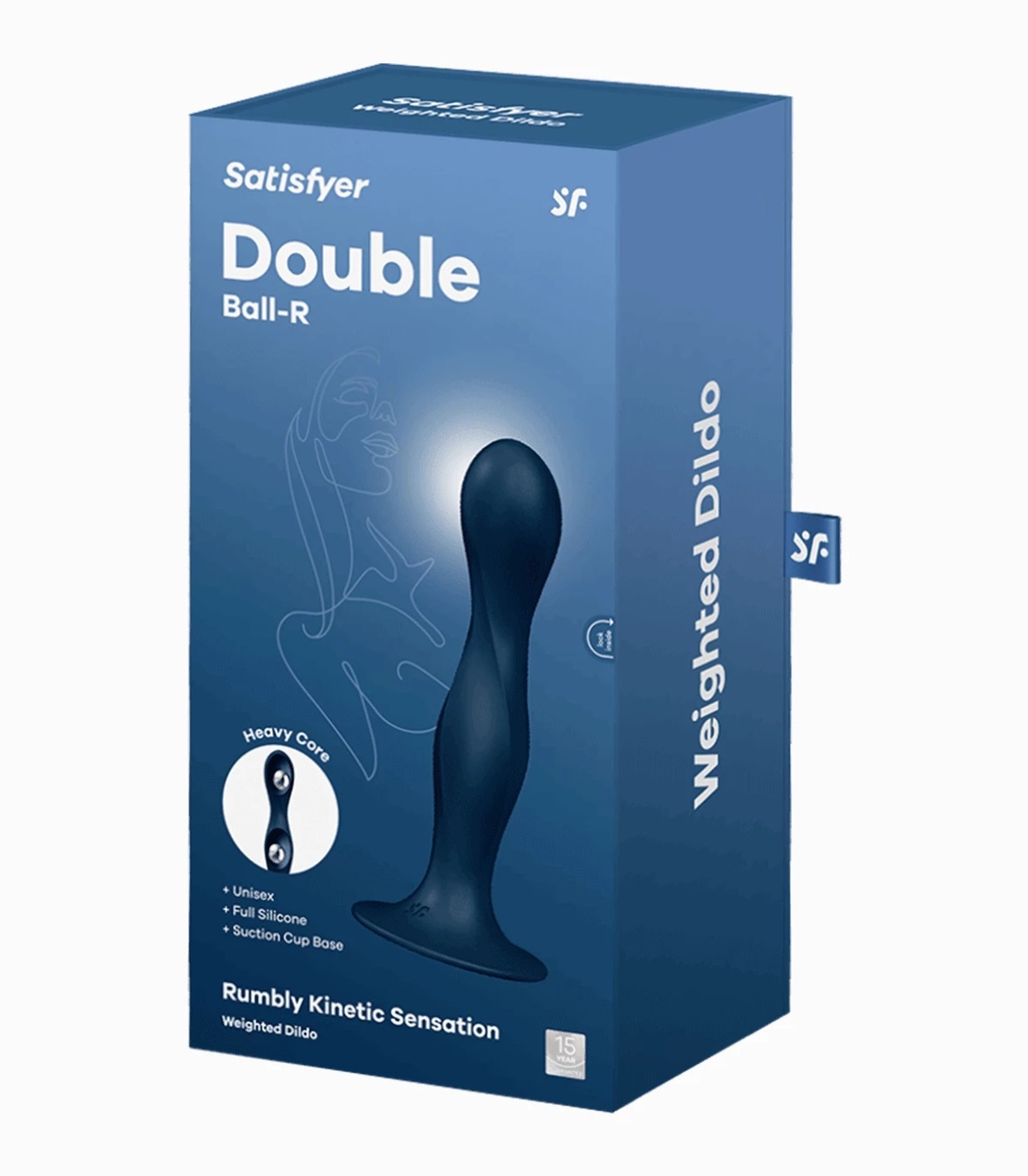 Дилдо Satisfyer Double Ball-R Dark Blue, унісекс, рухомі кульки всередині, на присосці
