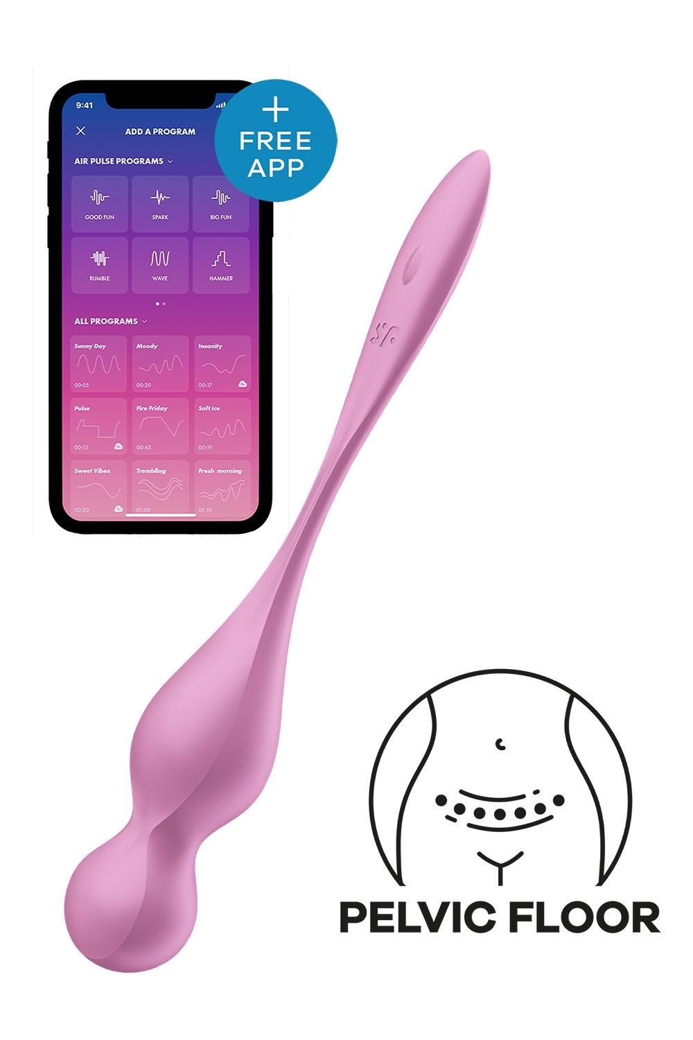 Вагінальні смарт-кульки з вібрацією Satisfyer Love Birds 1 Connect App Pink, 78 г