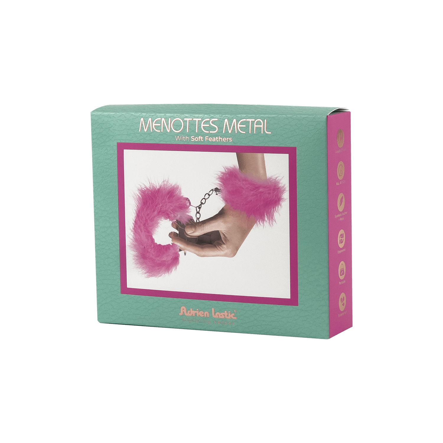 Наручники металеві Adrien Lastic Handcuffs Pink з рожевим пухнастим оздобленням