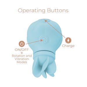 Вібратор Adrien Lastic Caress Blue з насадками для стимуляції ерогенних зон, які обертаються.