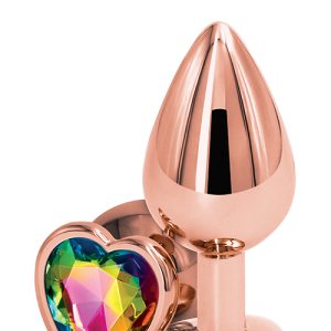 Анальна пробка REAR ASSETS ROSE GOLD HEART RAINBOW, m