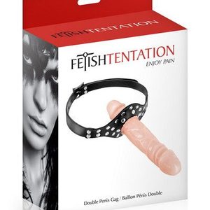 Кляп із подвійним фалоімітатором Fetish Tentation – Double Penis Gag Flesh