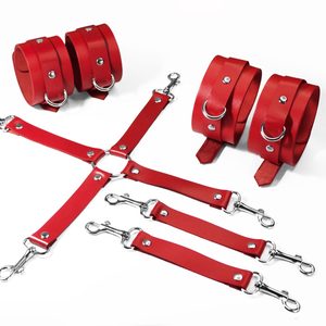 Набір для БДСМ Feral Feelings BDSM Kit 3 Red, наручники, поножі, хрестовина