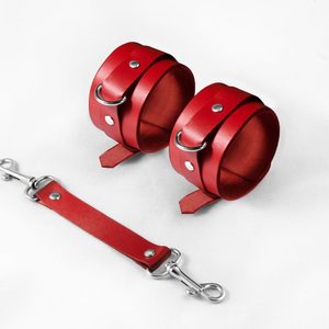 Наручники Feral Feelings - Hand Restraints Red, натуральна шкіра