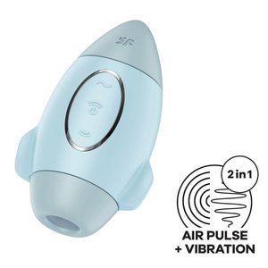 Вакуумний стимулятор з вібрацією Satisfyer Mission Control Blue, 2 незалежні мотори