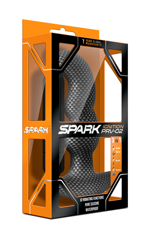 Анальна пробка з вібрацією 3-в-1 Blush Spark Ignition PRV-02 у кольорі ,,карбон,,