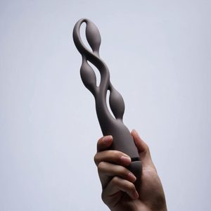 Імпульсний вібратор з ефектом пульсації UPKO UEROS для тривимірної стимуляції, коричневий