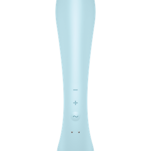 Двосторонній вібратор-кролик Satisfyer Triple Oh Light Blue, 3 мотори, руків’я-масажер