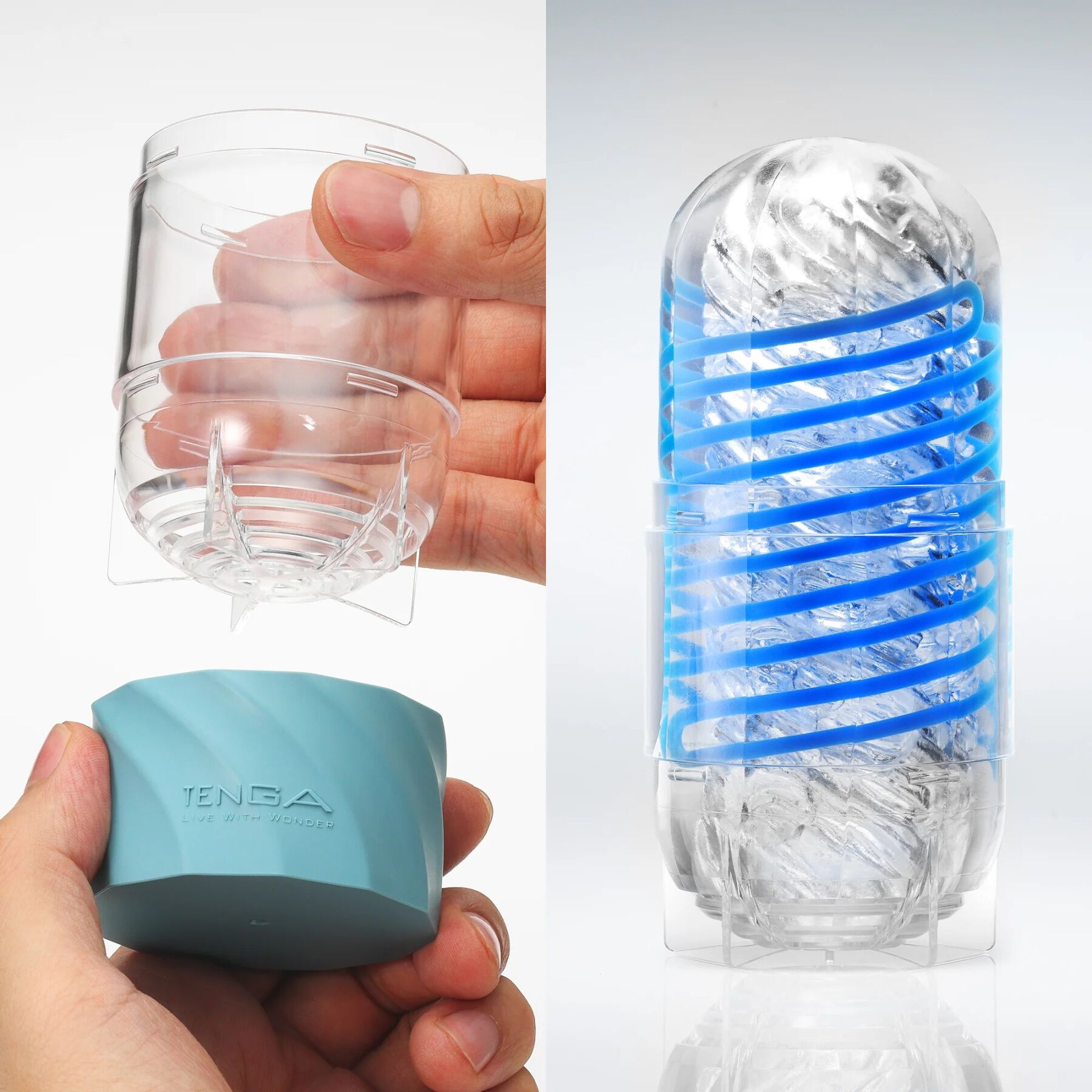 Мастурбатор Tenga Spinner DX 01 Drops, з пружною стимулювальною спіраллю всередині, ніжний вплив