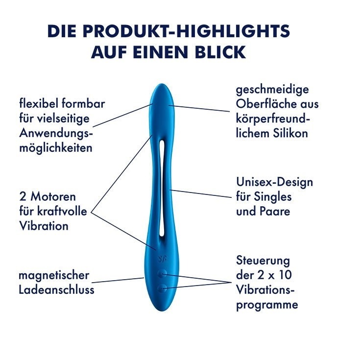 Універсальний гнучкий вібратор для пар Satisfyer Elastic Game Dark Blue