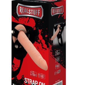Реалістичний страпон Dream Toys Realstuff із двома кільцями в комплекті, чорний-тілесний