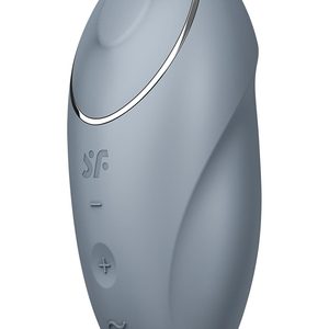 Вібростимулятор-пульсатор Satisfyer Tap & Climax 1 Bluegrey, ефект постукування пальцем, 2 мотори