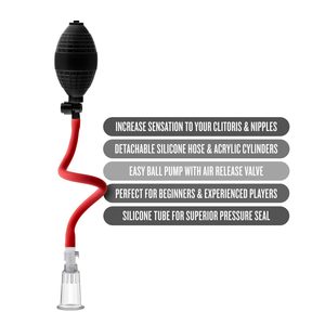 Вакуумна помпа для клітора Blush Temptasia – Beginner's Clitoral Pumping System, механічна, груша