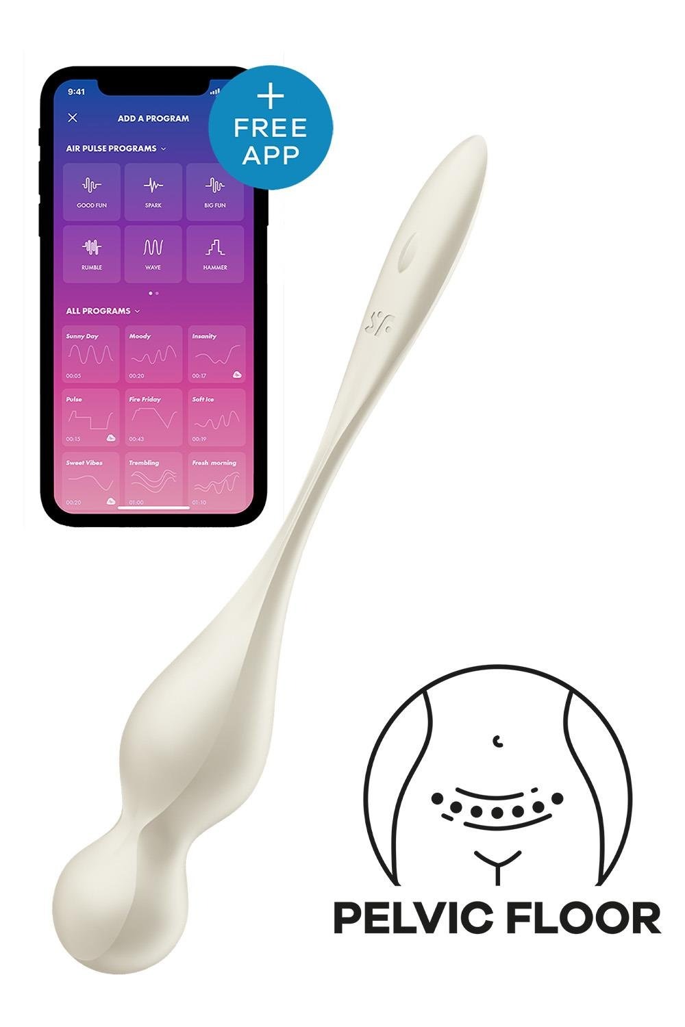 Вагінальні смарт-кульки з вібрацією Satisfyer Love Birds 1 Connect App White, 78 г