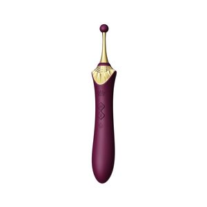 Вібратор двосторонній універсальний ZALO BESS 2 Velvet Purple з 4 насадками та нагріванням, фіолетовий