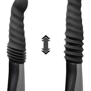 Пульсатор Blush Temptasia – Lazarus Thrusting Dildo – Black, ребристий стовбур, 3 швидкості