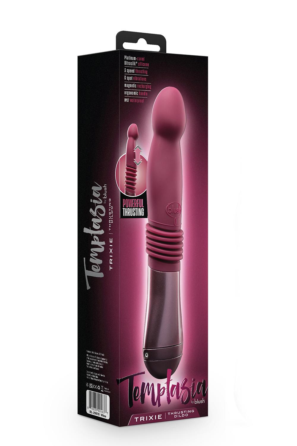 Пульсатор для точки G Blush Temptasia – Trixie Thrusting Dildo – Wine Red, 3 швидкості