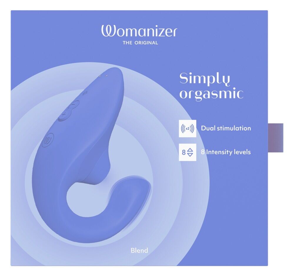 Вагінально-кліторальний стимулятор Womanizer Blend Vibrant Blue, вібрація + вакуум, 2 мотори