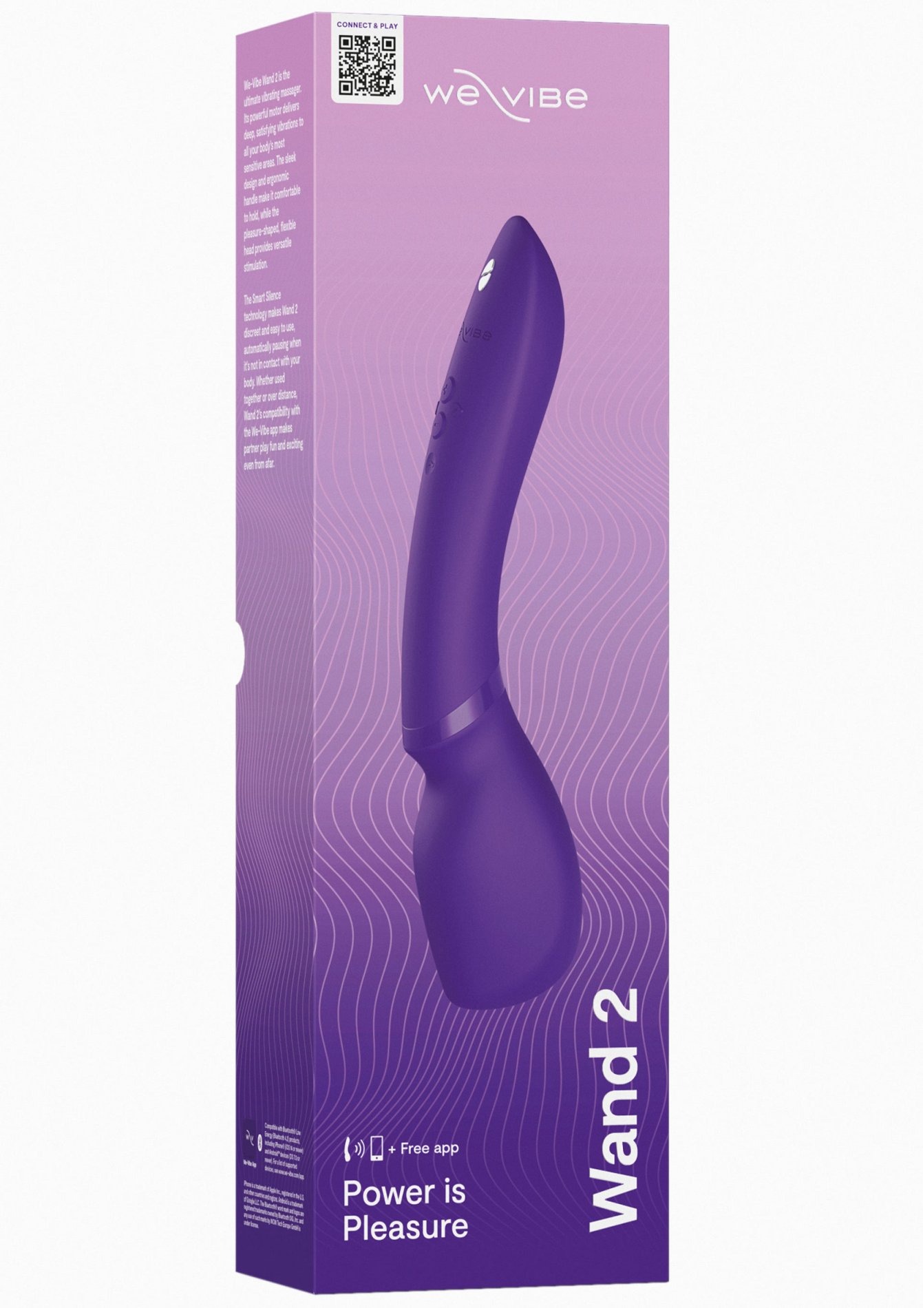 Смарт-вібромасажер We-Vibe Wand 2 Purple, дуже потужний, функція Smart Silence
