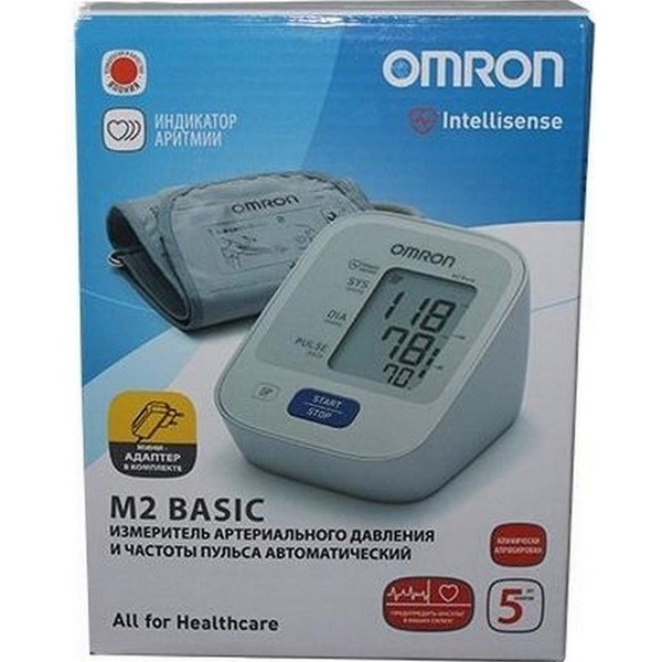 Автоматичний тонометр Omron M2 BASIC 22-32 з адаптером (НЕM-7121-АRU)