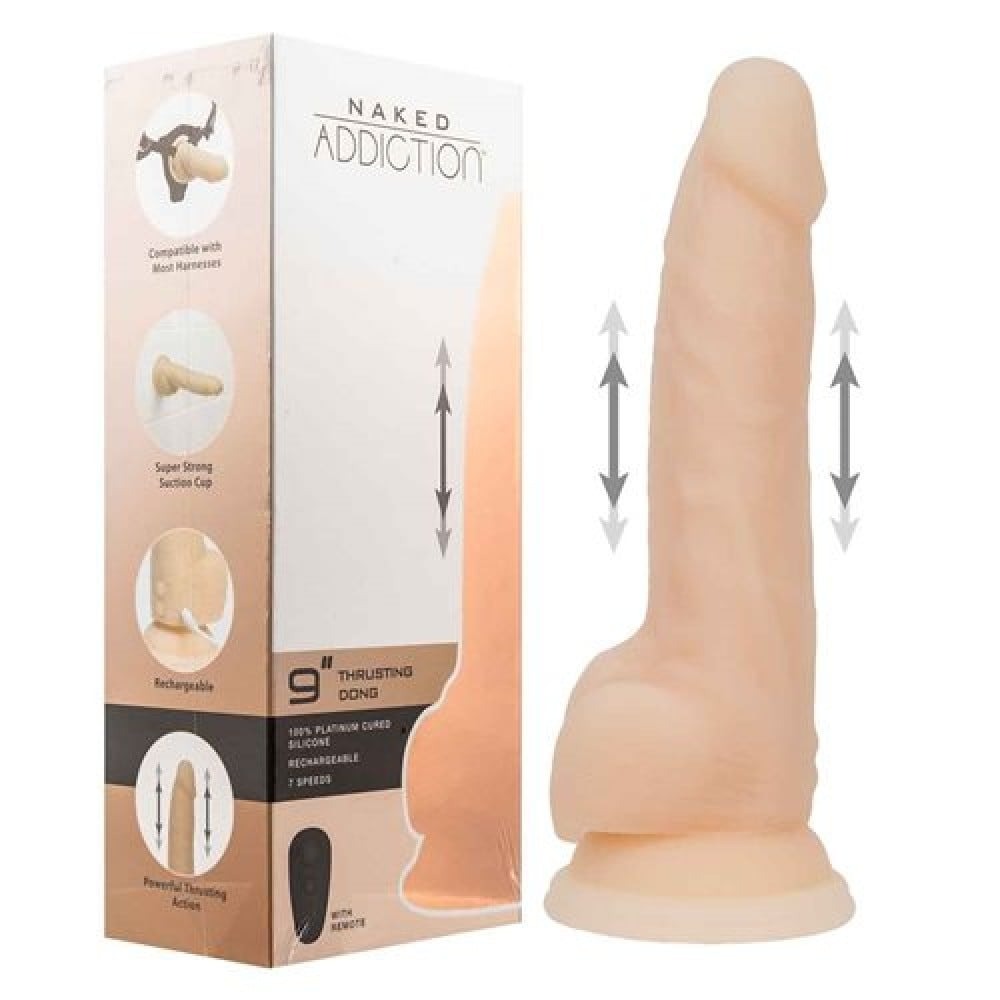 Фалоімітатор з пульсацією Naked ADDICTION Dominic 9″ Vanilla, пульт ДК, діаметр 4,2 см