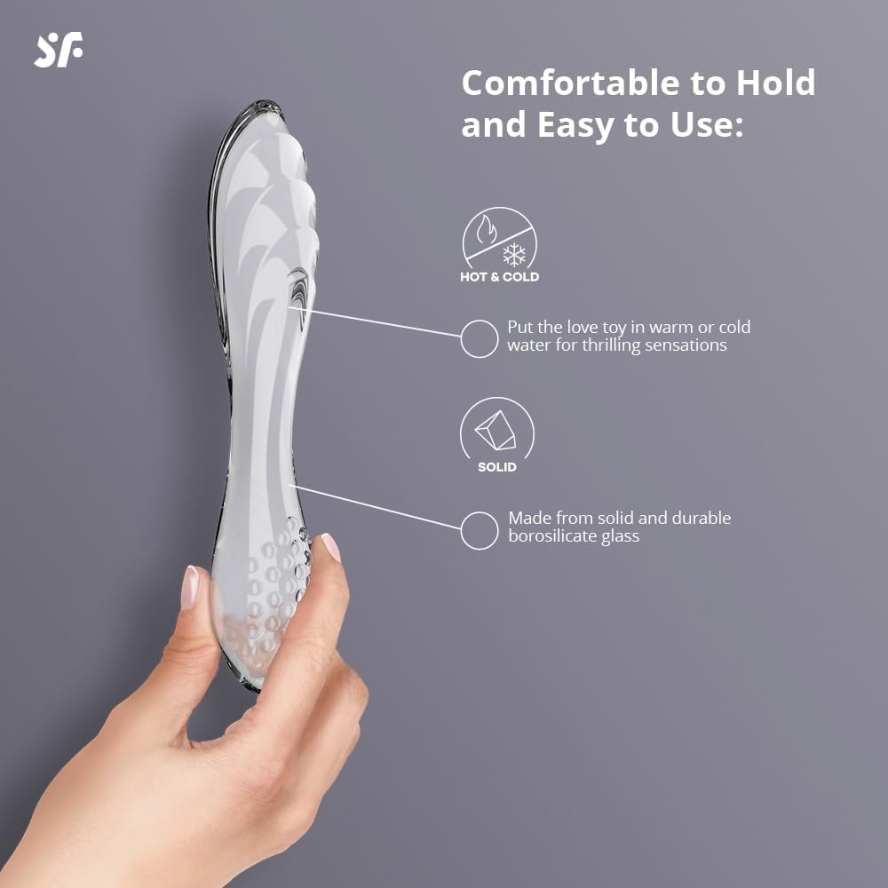 Двосторонній скляний дилдо Satisfyer Dazzling Crystal 1 Transparent, дуже міцний, без стопера