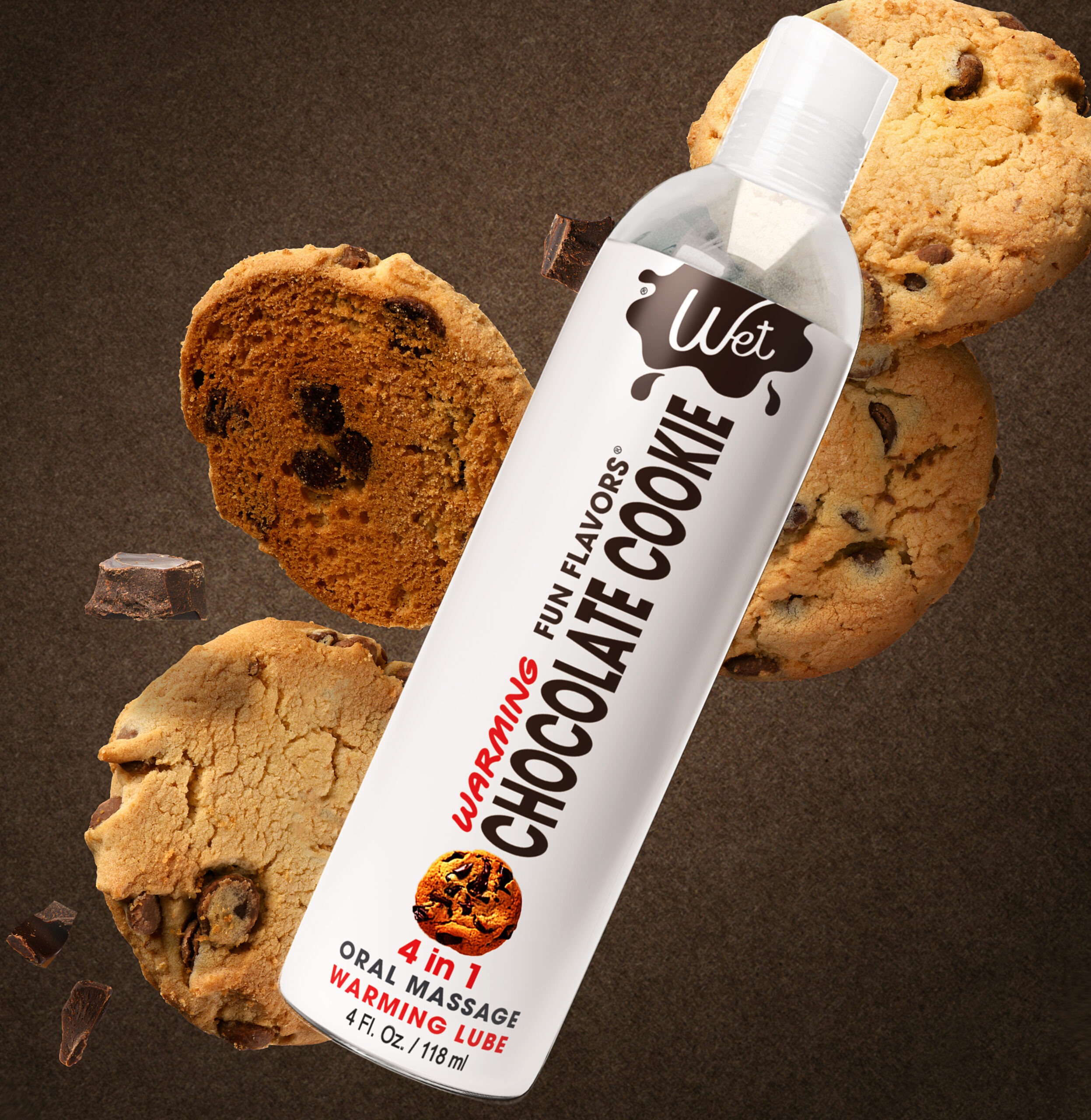 Зігрівальний лубрикант на водній основі Wet Warming Chocolate Cookie 4 in 1, без цукру (118 мл)