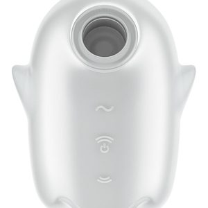 Вакуумний кліторальний стимулятор з вібрацією Satisfyer Glowing Ghost White, світиться в темряві