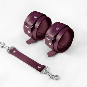 Наручники Feral Feelings - Hand Restraints Burgundy, натуральна шкіра