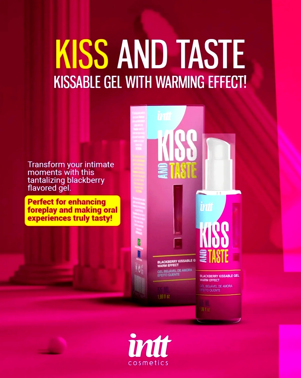 Масажний гель Intt KISS AND TASTE! Blackberry (55 мл) зі смаком ожини, легкий зігрівальний ефект