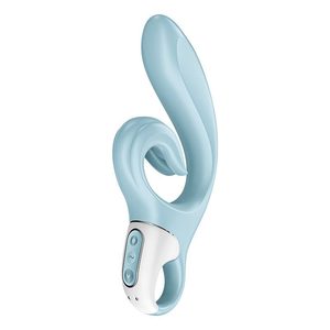 Вібратор-кролик Satisfyer Love Me Blue, гнучкий, відросток з потрійним кінчиком