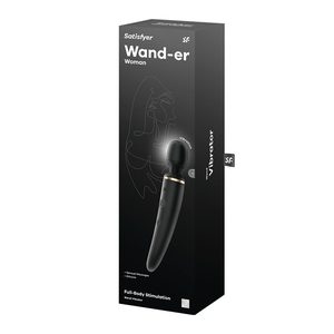 Вібромасажер Satisfyer Wand-er Woman (Black/Gold), водонепроникний, потужний, розмір XXL