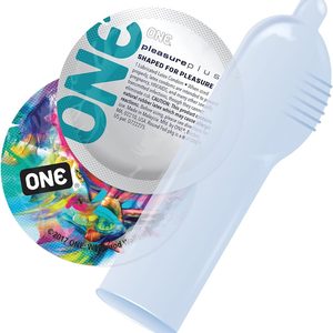 Презерватив ONE Pleasure Plus, 1 шт, з ребристою ділянкою на кінці, зі змазкою