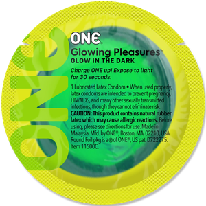 Презерватив ONE Glowing Pleasures, 1 шт, світиться в темряві, зі змазкою