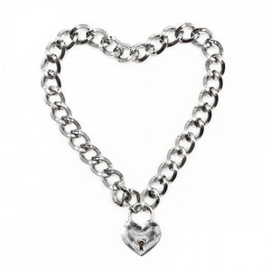 Нашийник із замком у вигляді серця DS Fetish Heart, Silver