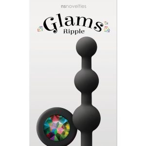 Анальна пробка з кристалом GLAMS RIPPLE RAINBOW Gem BLACK