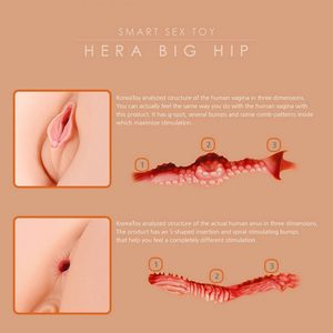 Мастурбатор-попка Kokos Big Hip Hera 2WayPlus з функцією масажу та вібрацією, два входи: вагіна та попка