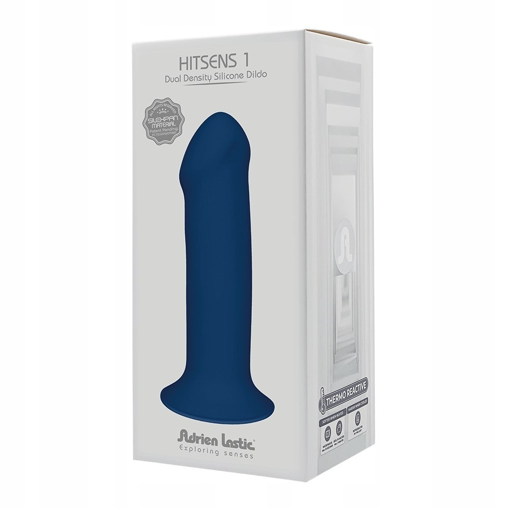 Двошаровий дилдо Adrien Lastic Hitsens 1 Blue, підходить для страпона, діаметр 4,5 см, довжина 17,7 см
