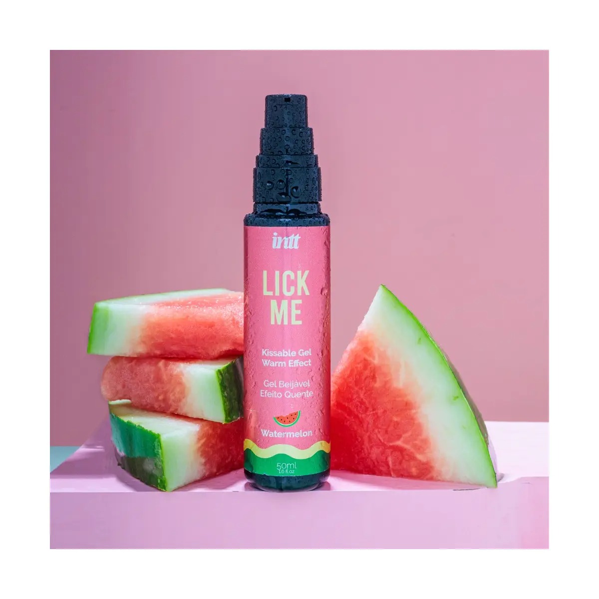 Гель для оральних пестощів із зігрівальним ефектом INTT Lick Me Kissable Gel Watermelon 50 мл, без цукру